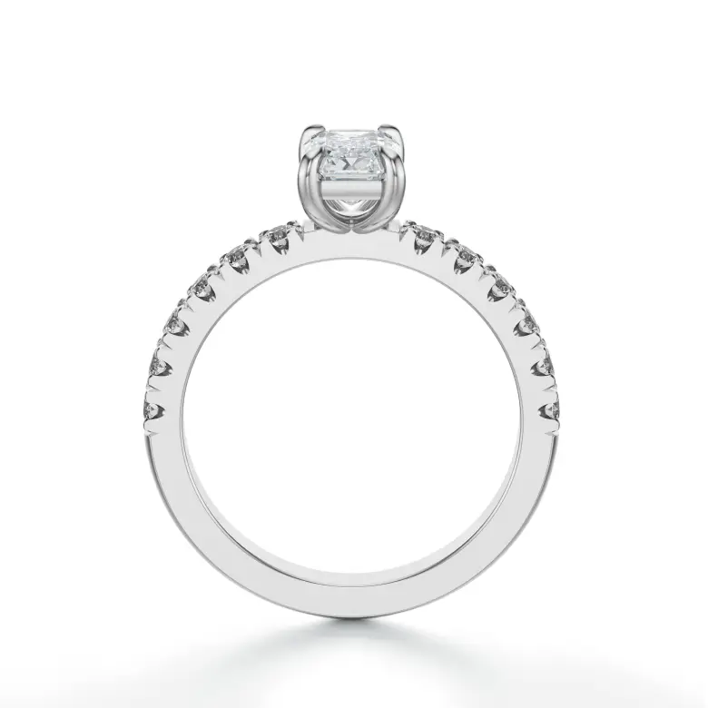 Pierścionek z diamentem szlif szmaragdowy białe złoto SBPZ_061